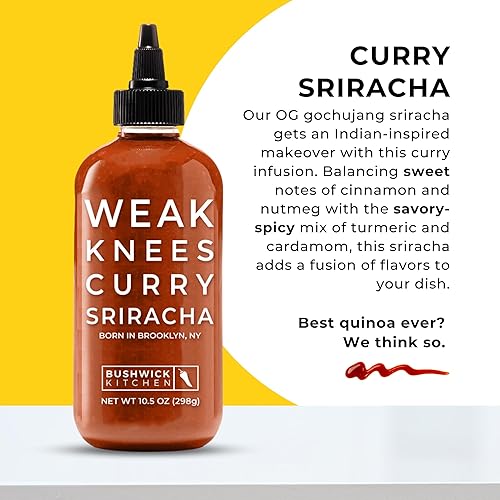 Miniatura 3 de Weak Knees Curry Sriracha Hot Sauce  Botella fácil de apretar de 105 onzas  Sriracha clásica mezclada con pasta de chile coreana de Gochujang