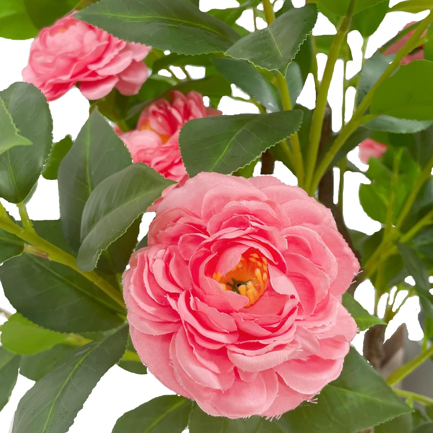 40"/3.3FT Artificial Camellia Tree with Vibrant Pink Flowers & Lush Green Foliage –Artificial Plants Indoor, Home & Garden Décor, Front Door Accent