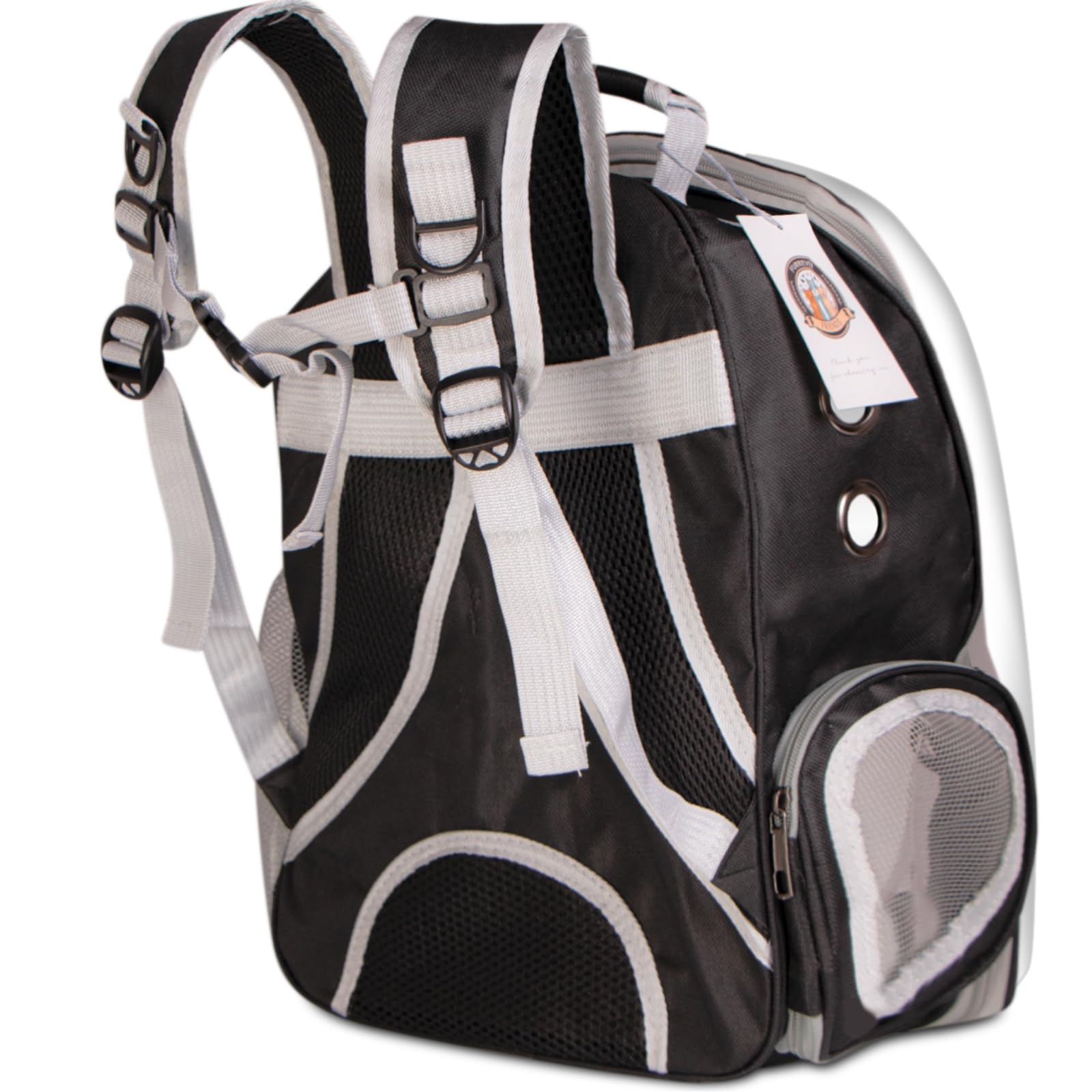 Furrevever Friends CatVision Black – Robuster und Bequemer Rucksack-Transporter für Katze und Hund, Atmungsaktives Design mit Klappöffnung, Zusätzliche Taschen und Sicherheitsleinen, Schwarz