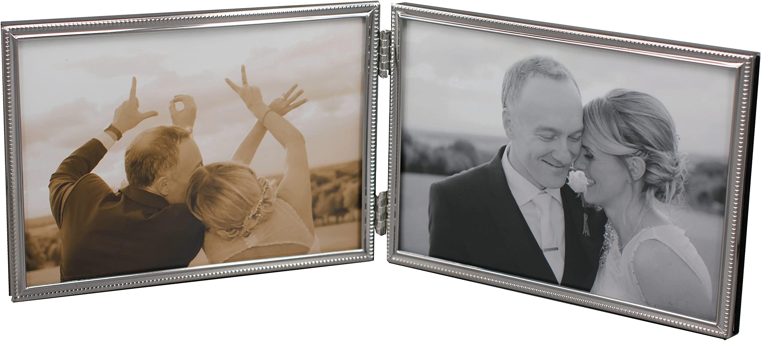 Double Thin Edge Silver Plated Picture Frame,Horizontal Standing,5 by 7 Inch,Velvet Back Simple Classic Styling (silver)