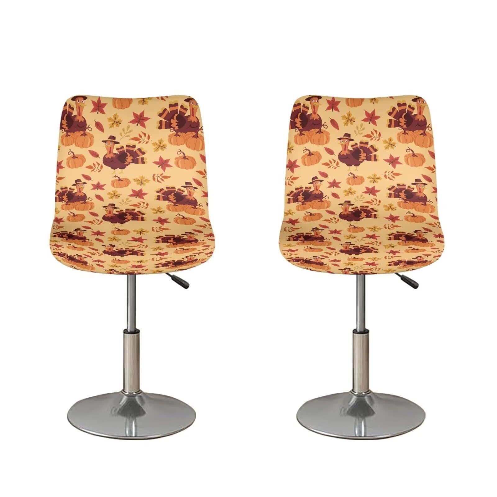 Housse tabouret bar pivotant dinde lot de 2 en tissu extensible
