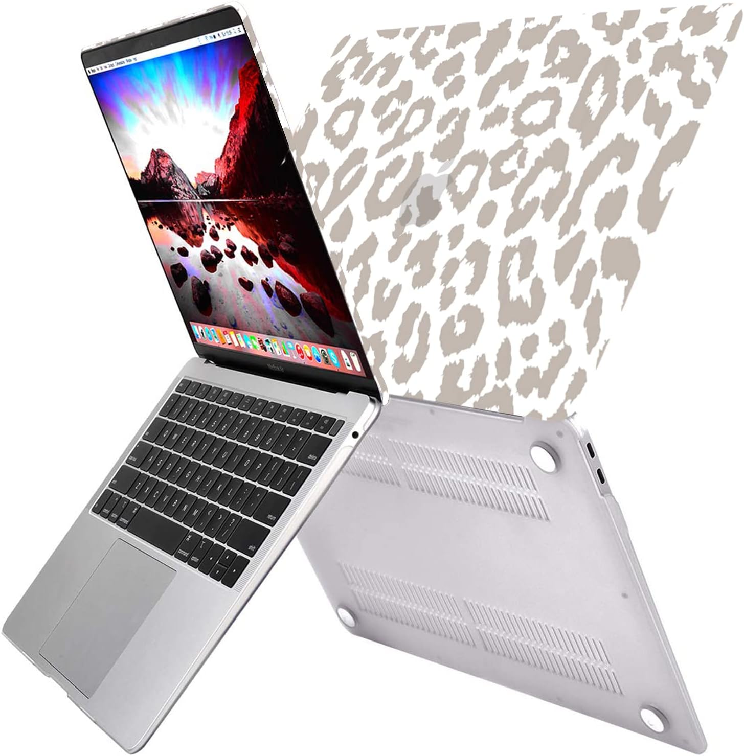 GABraden Compatible with MacBook Air 13 inch Case,2020 2019 2018 Release,(A2337 M1 A2179 A1932),with Touch ID and 2 Pack Keyboard Protectors,Laptop Plastic Hard Shell(Grey Leopard Cheetah Pattern)