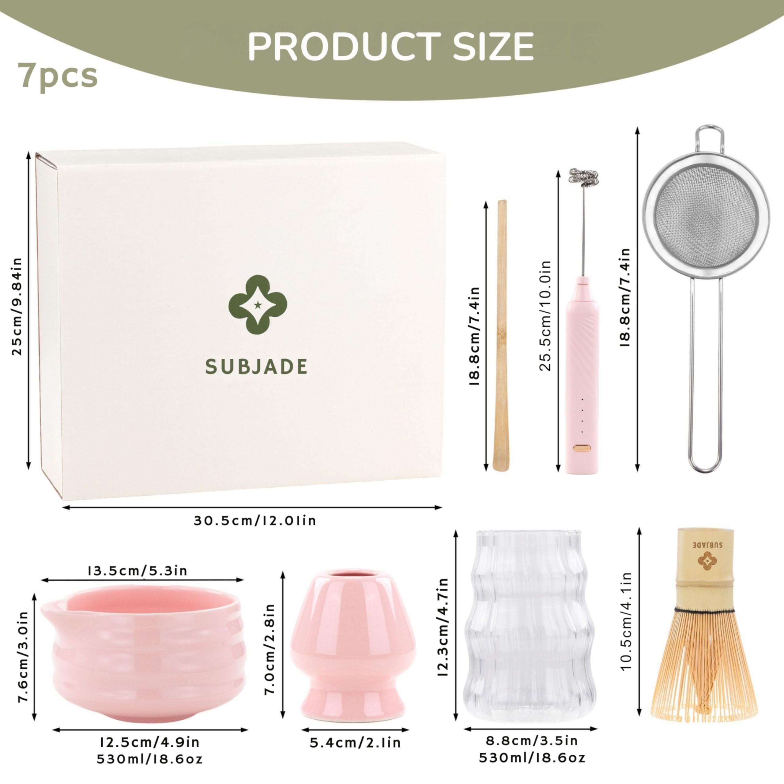 Kit Matcha – Matcha Kit Complet avec Bol Matcha 530ml Bec Verseur, Fouet Matcha Électrique & Chasen Bambou – Coffret Matcha Rose Premium, Set Matcha Débutant avec Accessoires Thé Matcha