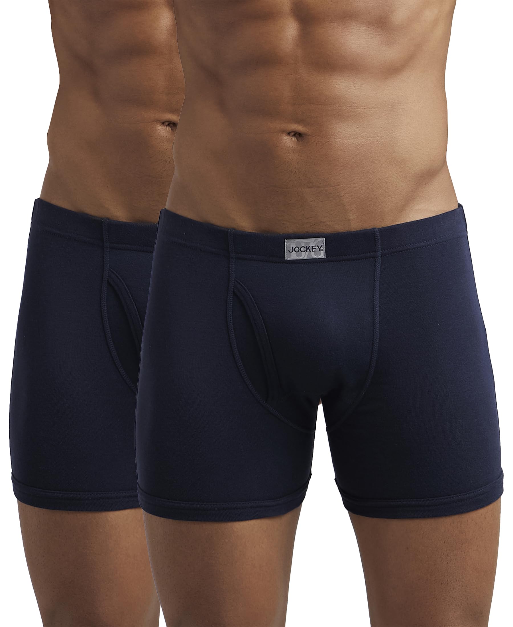 8008 Men's Super Combed Cotton Rib Solid Boxer Brief with Ultrasoft Concealed Waistband (Pack of 2)