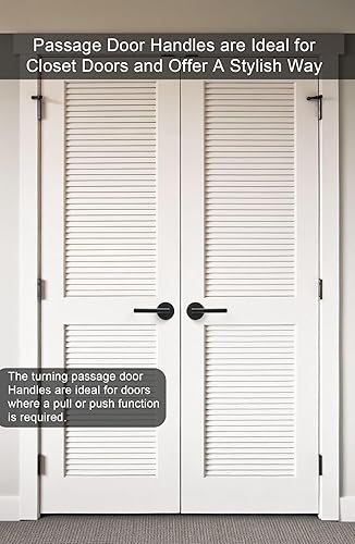 Miniatura 4 de goldenwarm Manija negra mate para puerta de paso, aleación de zinc, resistente manija de puerta de pasillo y armario, manijas de puerta de palanca,