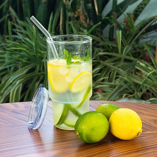 Miniatura 2 de BLUEPOLAR Taza de café helado de 22 onzas con tapa y pajita sellada de transporte, vaso de vidrio de borosilicato alto reutilizable, boca ancha,