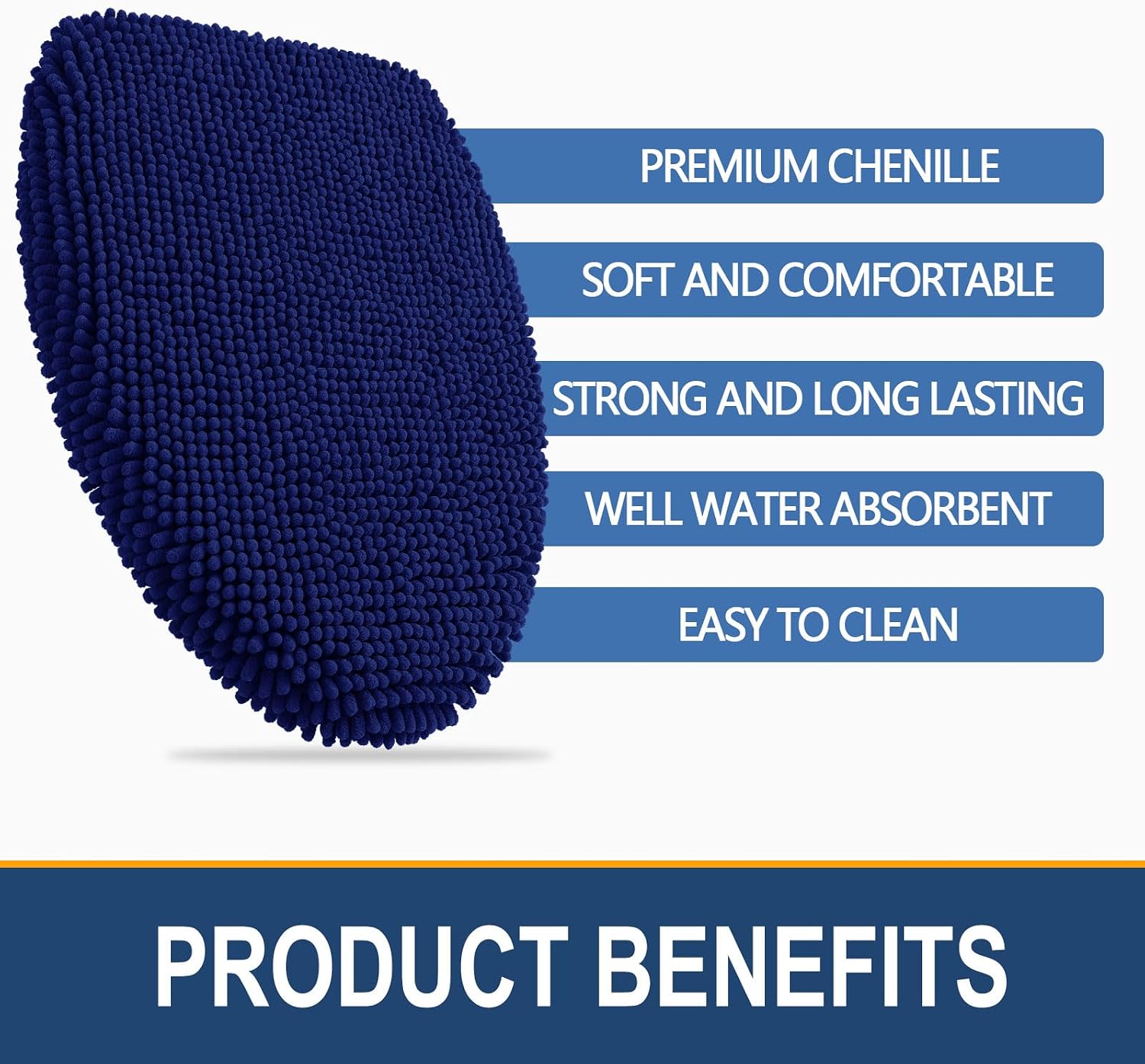Arotive Soft Chenille Bathroom Toilet Lid Cover, 17.5x15, Navy