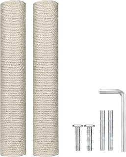 2pcs Cat Scratching Post Replacement, 15.7 inch Cat Tree Scratch Post with 4 M8 Screws Natural Sisal Replacement Poles for Kittens Cat Tree Tower
