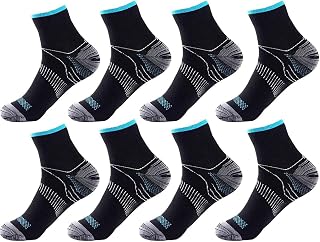 Compression Sock Plantar Fasciiti Sock for Women & Men, 8 Pairs Arch Support Low Cut Running Gym Sport Hiking Cycling Travel