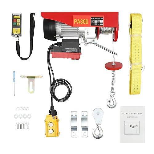 Miniatura 7 de Alzamiento de cable eléctrico automático de 660 libras, control remoto inalámbrico, cabrestante de polea aérea de 110 V 650 W con eslinga de