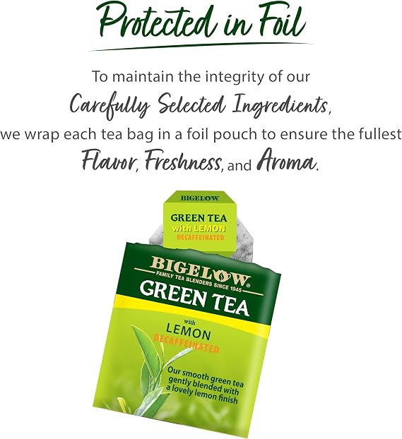 Bigelow Tea Decaffeinated Green Tea With Lemon, 20-Count Boxes (Pack Of 6)