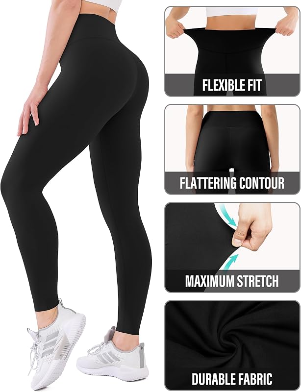 USAUPUP Leggings for Women Buttery Soft High Waisted Tummy Control Womens Yoga Legging Pants Compression Pants Black image 5