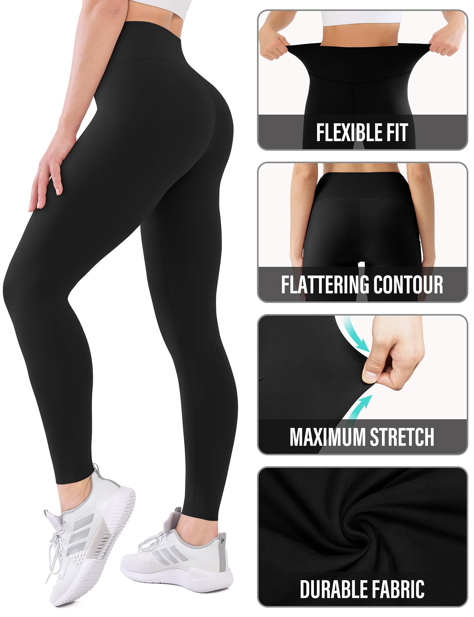 Legging taille haute pour femme - Doux comme du beurre - Pantacourt pleine longueur - Pantalon de yoga d'entraînement