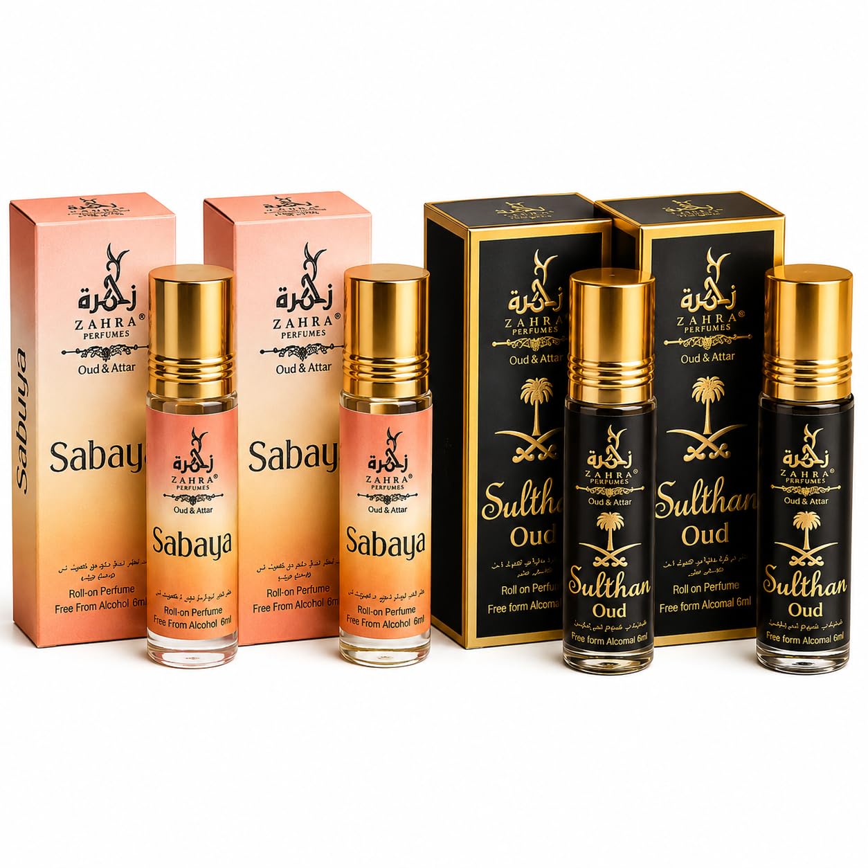 Arabian Attar Roll-On Combo, Sabaya and Sulthan Oud, Alcohol-Free, Unisex, Long Lasting For Men And Women,6ml Each, Pack of 4-image-39