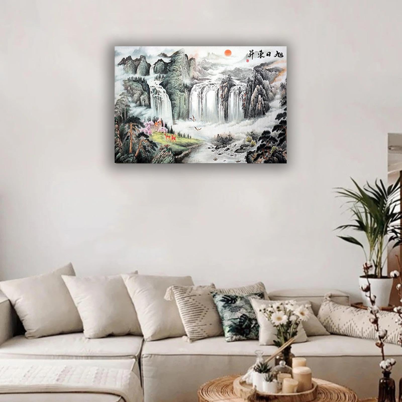 Quadri Moderni Soggiorno Su Tela Giungla Scenica Della Cascata Stampe Su Tela, Immagine Da Parete Per Soggiorno Moderno, Decorazioni Per La Casa, Senza Cornice 80x160cm
