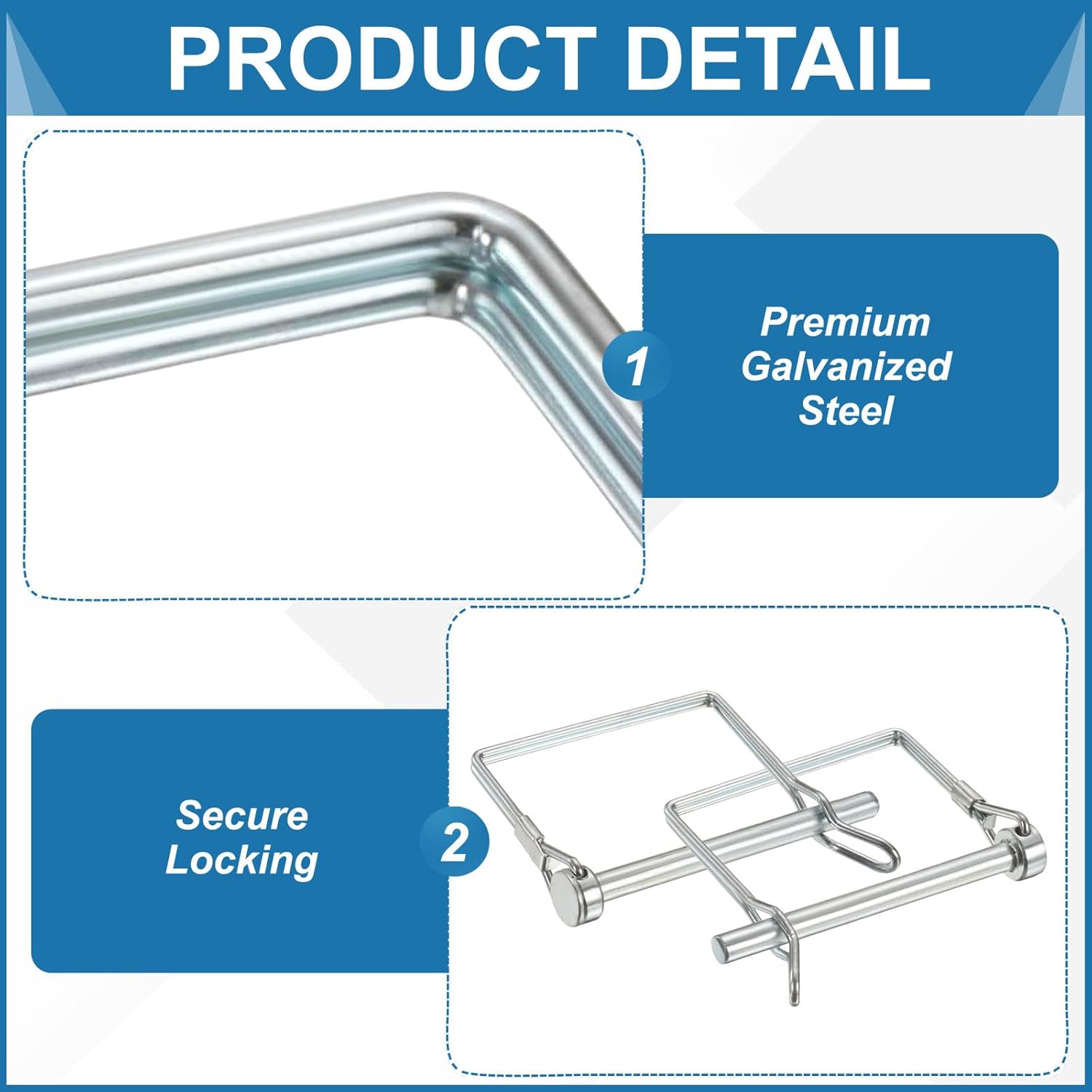 PATIKIL 4 Pcs Trailer Coupler Pins, 5/16" x 1.7" (8mm x 43mm) Safety Wire Lock Hitch Pin Arch Shaft Spring Locking Clip Square for Farm Trailers Lawn Garden Wagons