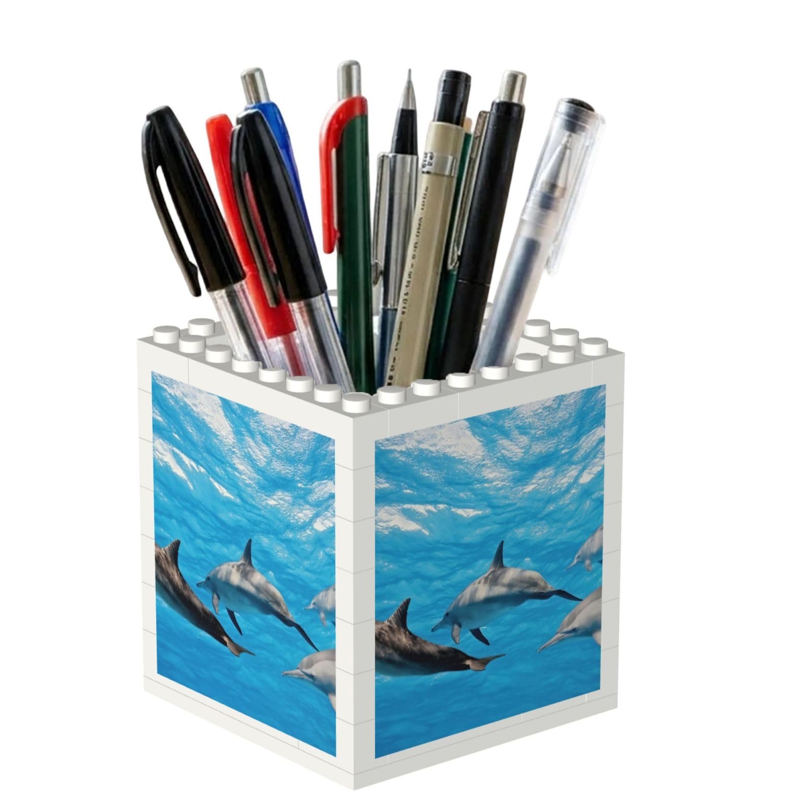 Poadnly Dolphin, Pen Pot Pencil Holder for Office Home School, Compact Desk Organiser for Office Stationery