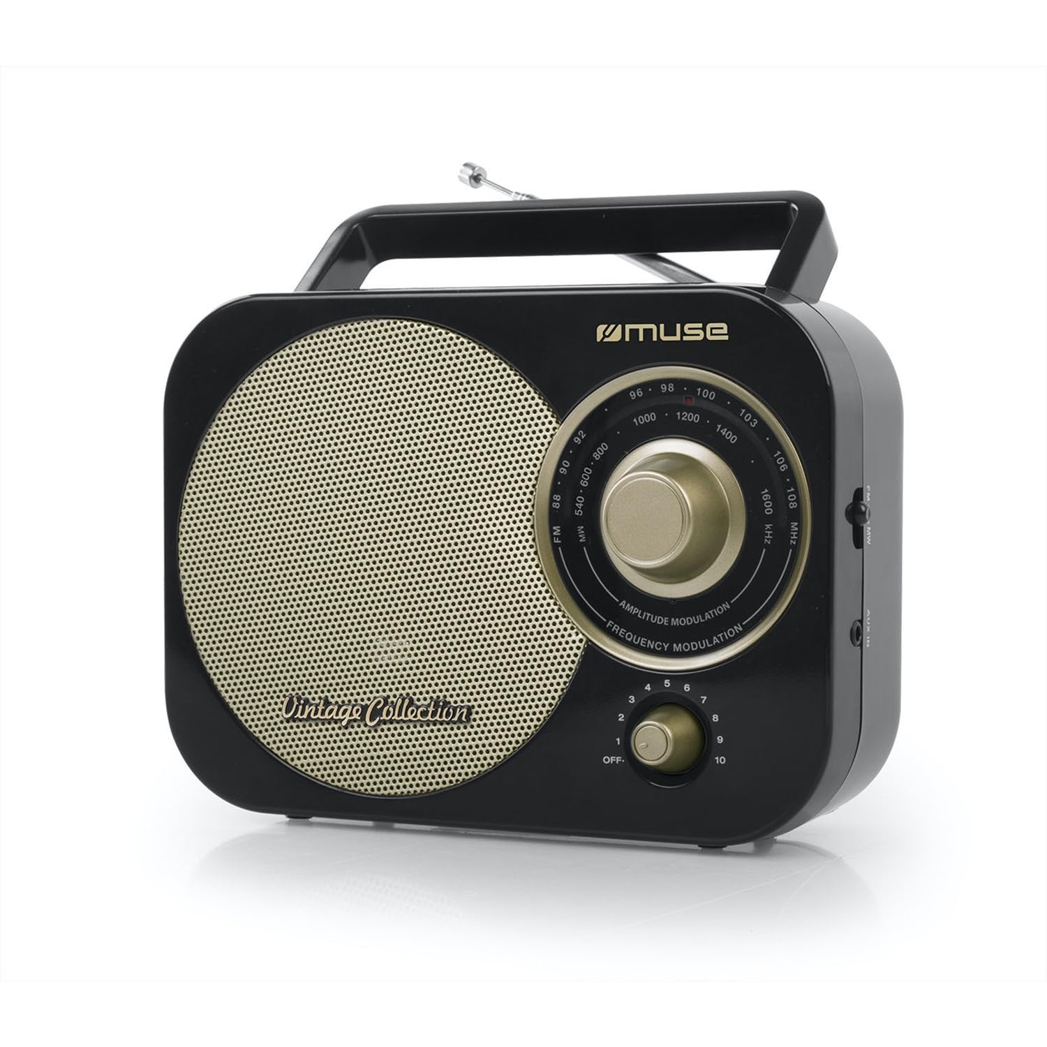 Muse M-055 RB Radio portable Analogique Noir, Or - Radios portables (Portable, Analogique, FM,MW, 88 - 108 MHz, Noir, Or, Uniforme)