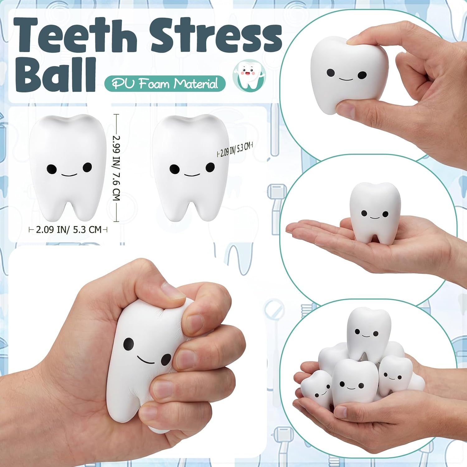 Hillban Dental Hygienist Gift Hygiene Appreciation Gifts Accessories 13 oz Ceramic Coffee Mugs Teeth Tote Bag Funny Teeth Stress Ball Dental Gifts for Women Men Dentist Nurse Assistant(12 Sets)