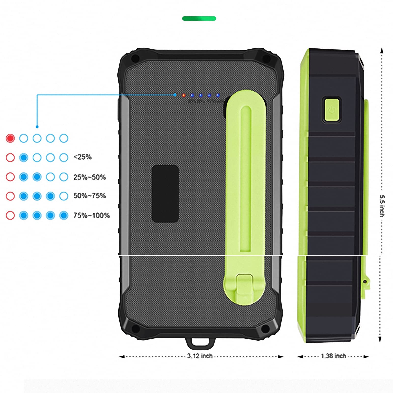 Powerbank solarny 12000 mAh, przenośna korba ręczna/ładowanie USB/ładowarka do panelu słonecznego, 2 wyjścia ładowania, z latarką oświetleniową, kompatybilna z większością smartfonów, pomarańczowy, 12000 mAh