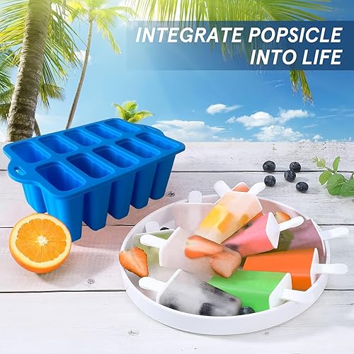 Miniatura 3 de Moldes de silicona para paletas con palitos, juego de moldes para paletas de fácil liberación, molde para paletas de hielo sin BPA, molde de helado