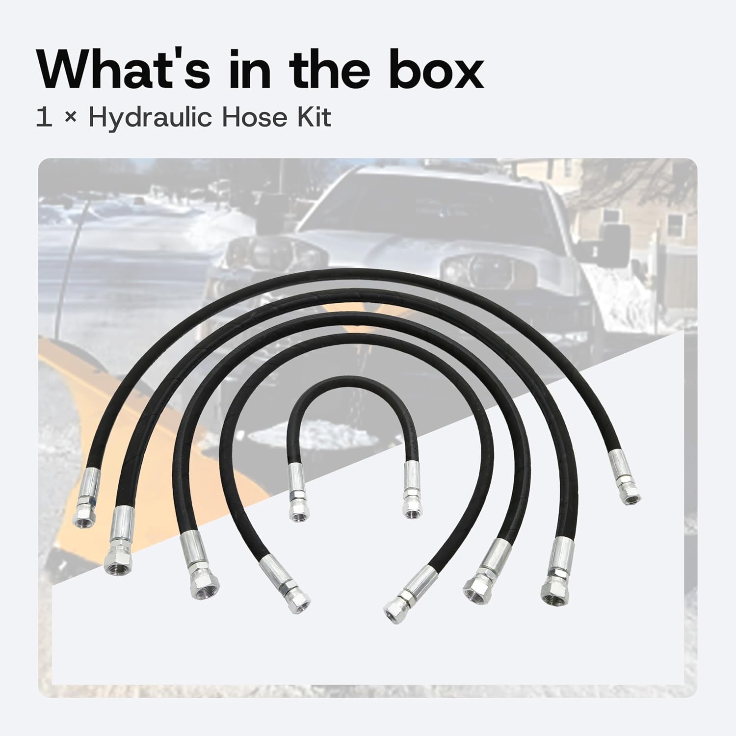 Hydraulic Hose Kit 16" 36" 42" 38" 42" Receiver 1/4'' 3/8'' Fit for Fisher Xtreme V Snowplow, Hose Assembly Replacement Part Pack of 5