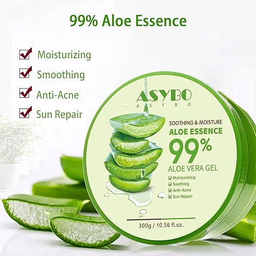 Miniatura 3 de Gel de aloe vera natural de 300 x 0.1 fl oz - Aloe vera hidratante orgánico, calmante e hidratante, reparación de quemaduras solares y cicatrices,
