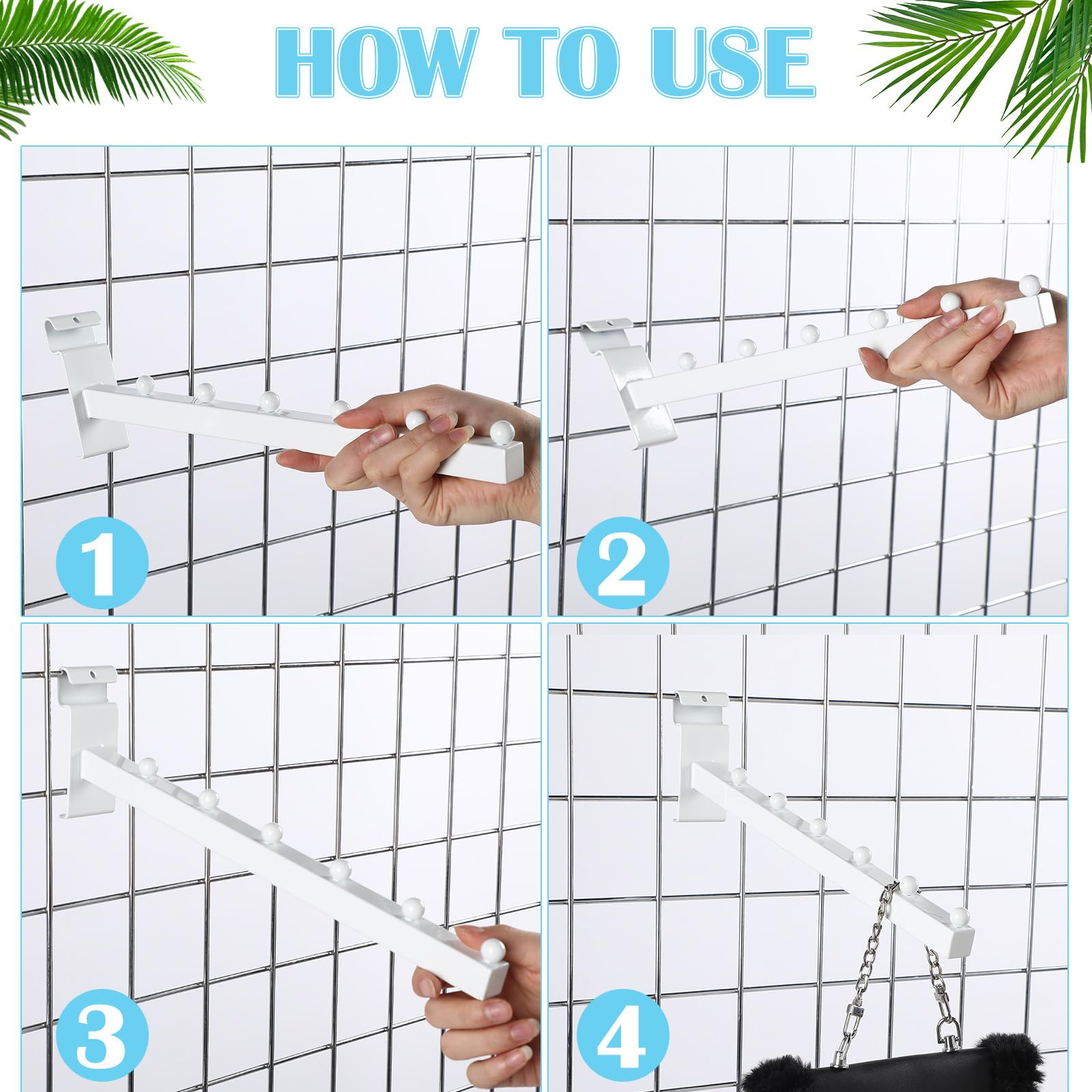 Zonon 10 Stück 6 Ball Wasserfall Gitter Wandaufhänger 30,5 cm Weiß Gitter Wandhaken Faceout Draht Display Rack für Präsentation Kleidung Einzelhandel Hemd Zubehör Haushaltswaren