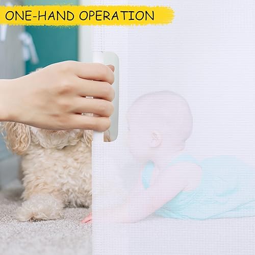 Miniatura 8 de Babepai Puertas retráctiles para bebés para escaleras, puertas para perros para puertas, puerta de malla para bebés que se extiende hasta 52