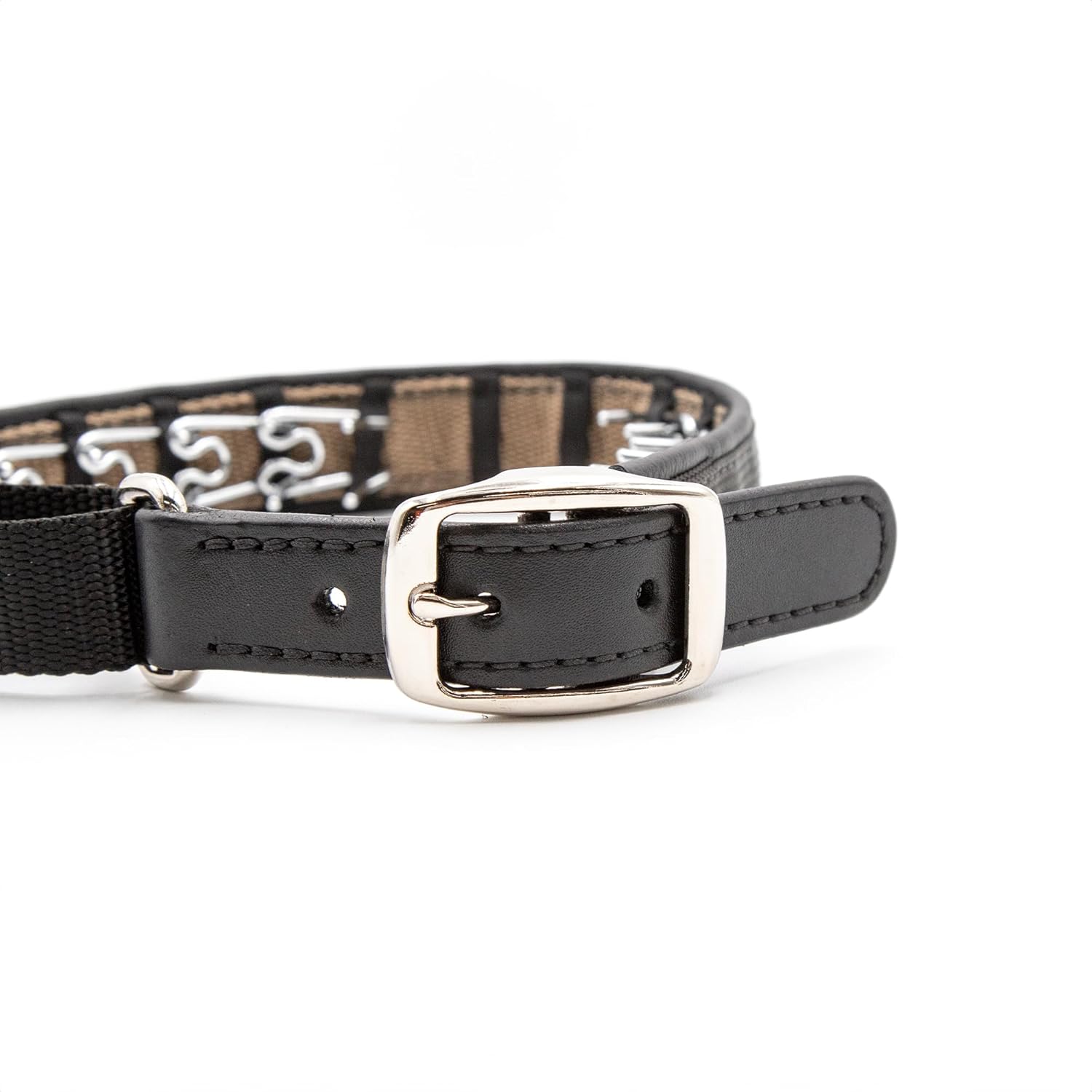 Keeper Collar Hidden Prong with Leather Strap – Adjustable Hidden Pinch Collar, Heavy Duty Chrome, 200 lb Clasp, Made in America (18, Green)