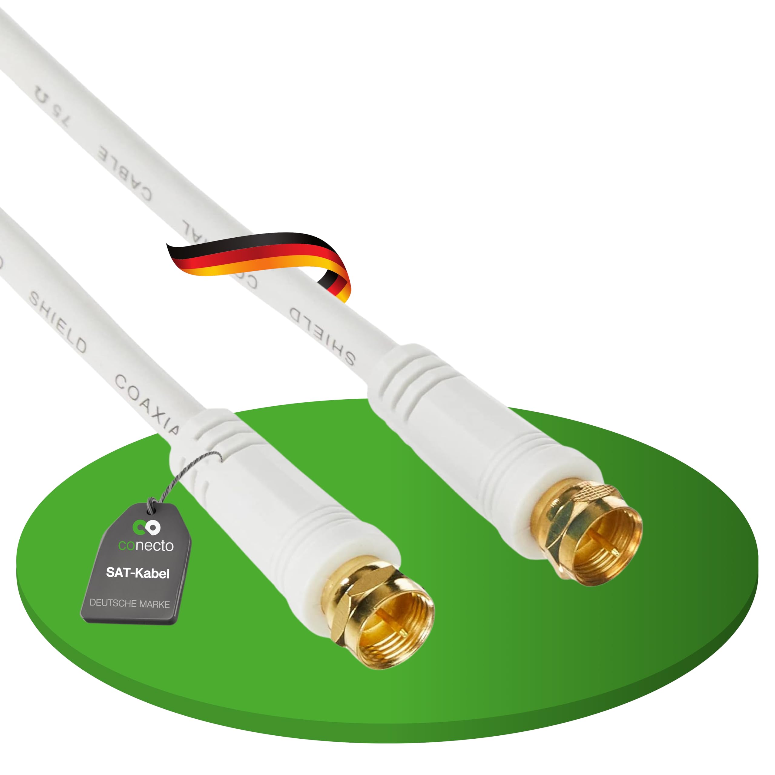 conecto Kabel antenowy SAT, kabel koncentryczny - wtyczka do wtyczki, biały, 5,00 m