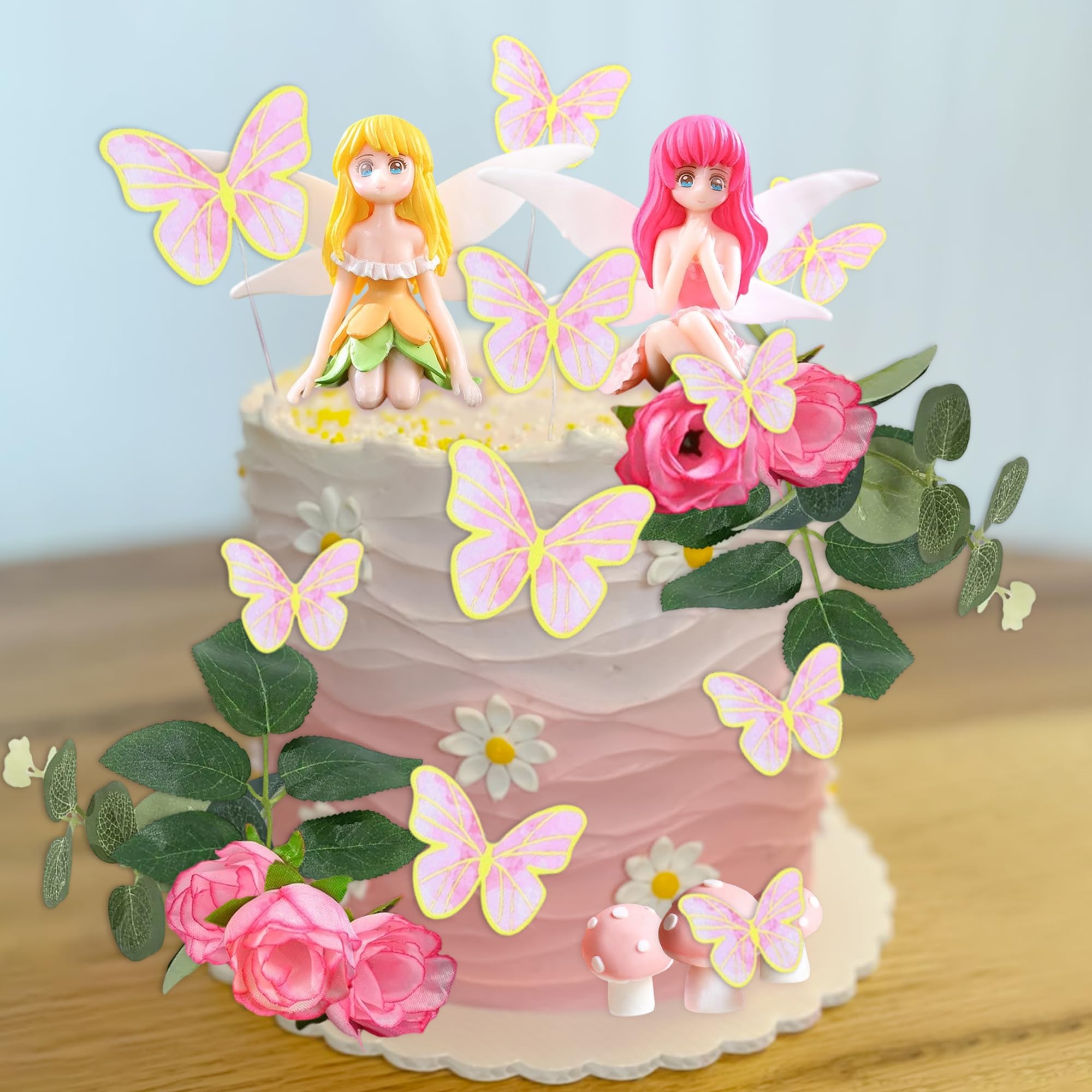 LaVenty Fairy Cake Decoration Mushroom Cake Decorations Fairy Cake Topper Garden Fairy Cake Decoration Fairy Party Supplies Fairy Party Favors - Image 4