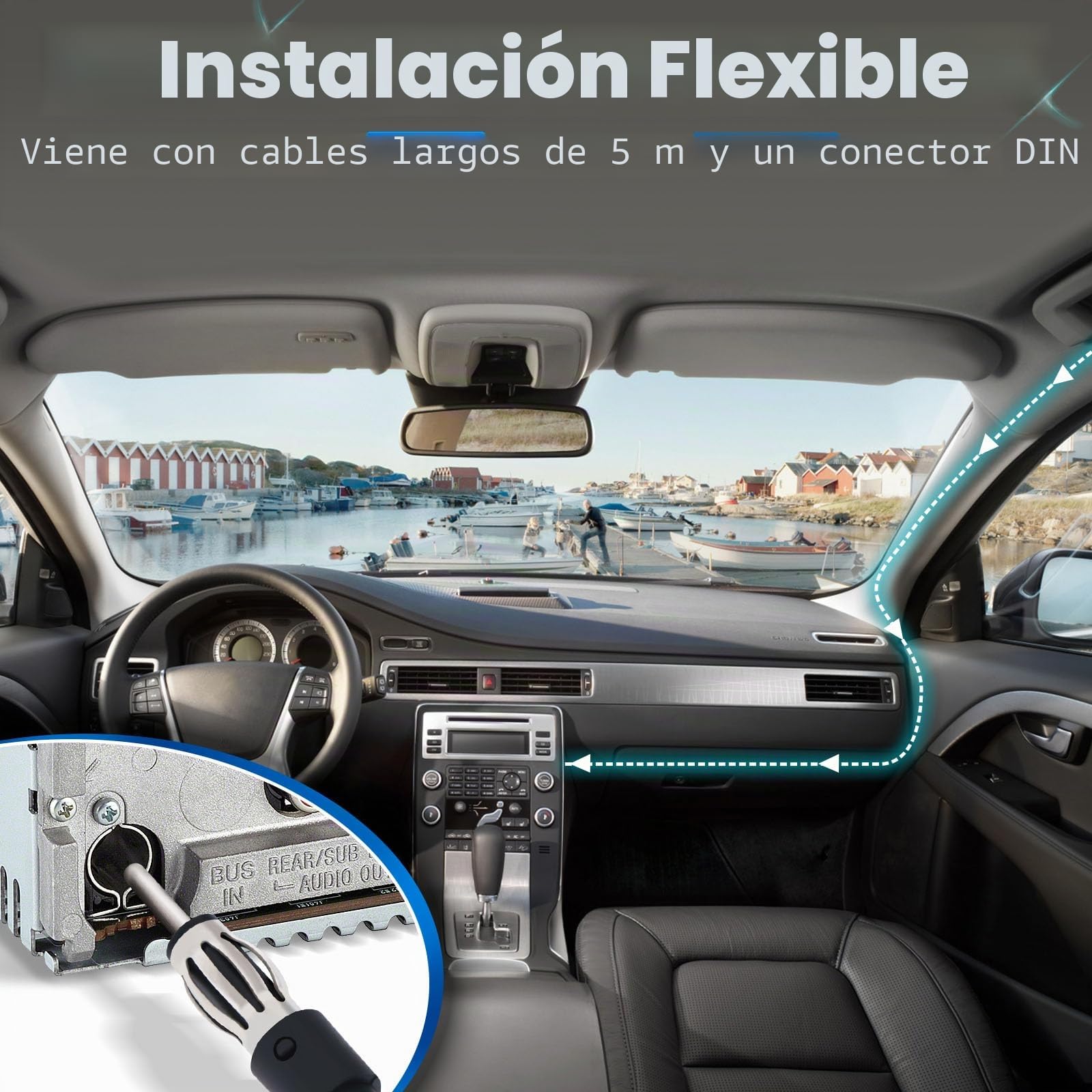 Bingfu Antena Radio FM/Am Coche DIN Universal 22cm,Base de Montaje,Cable 5m | Antena Radio Coche Antena Coche Universal para Automóvil, Camión, Receptor de Unidad Principal Estéreo SUV
