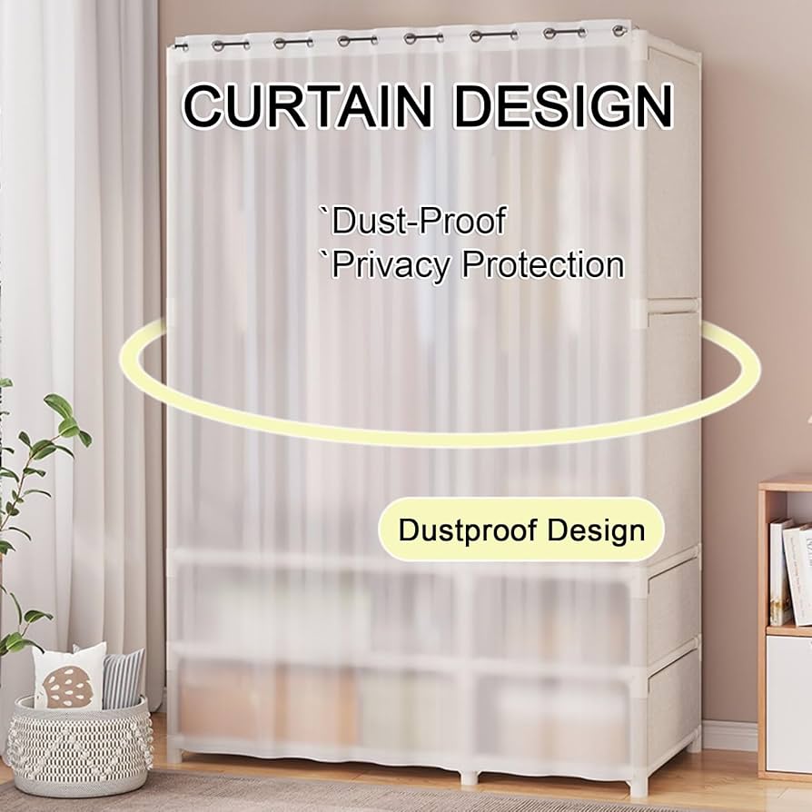 Amazon｜ワード ローブ。ハンガーラック カーテン付き。布製