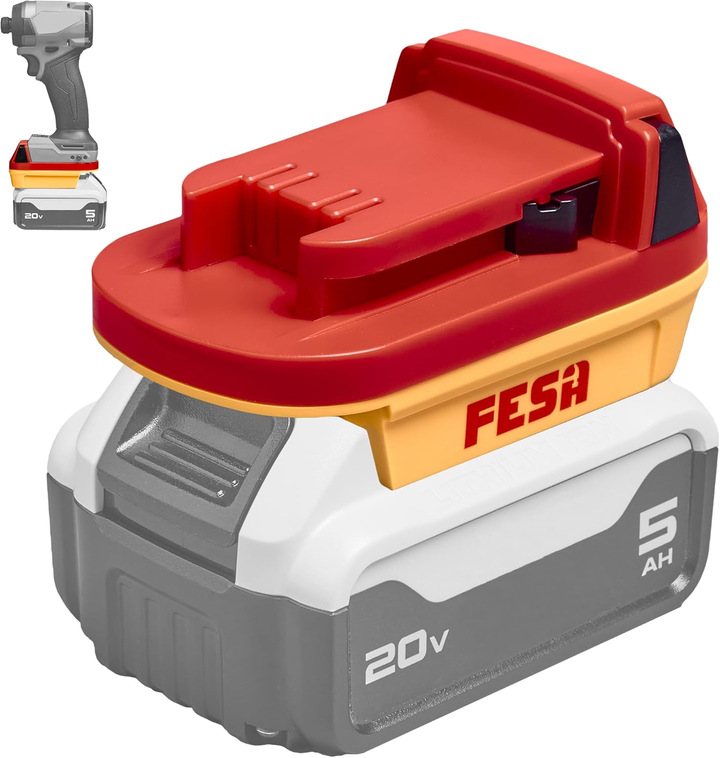 FESA DeWalt to Milwaukee Compatible Battery Adapter - Convert a 20V DeWalt Battery to Use with Milwaukee 18V Cordless Power Tools - Dual Color Body for Easy Identification (Adapter Only) (DL20ML)