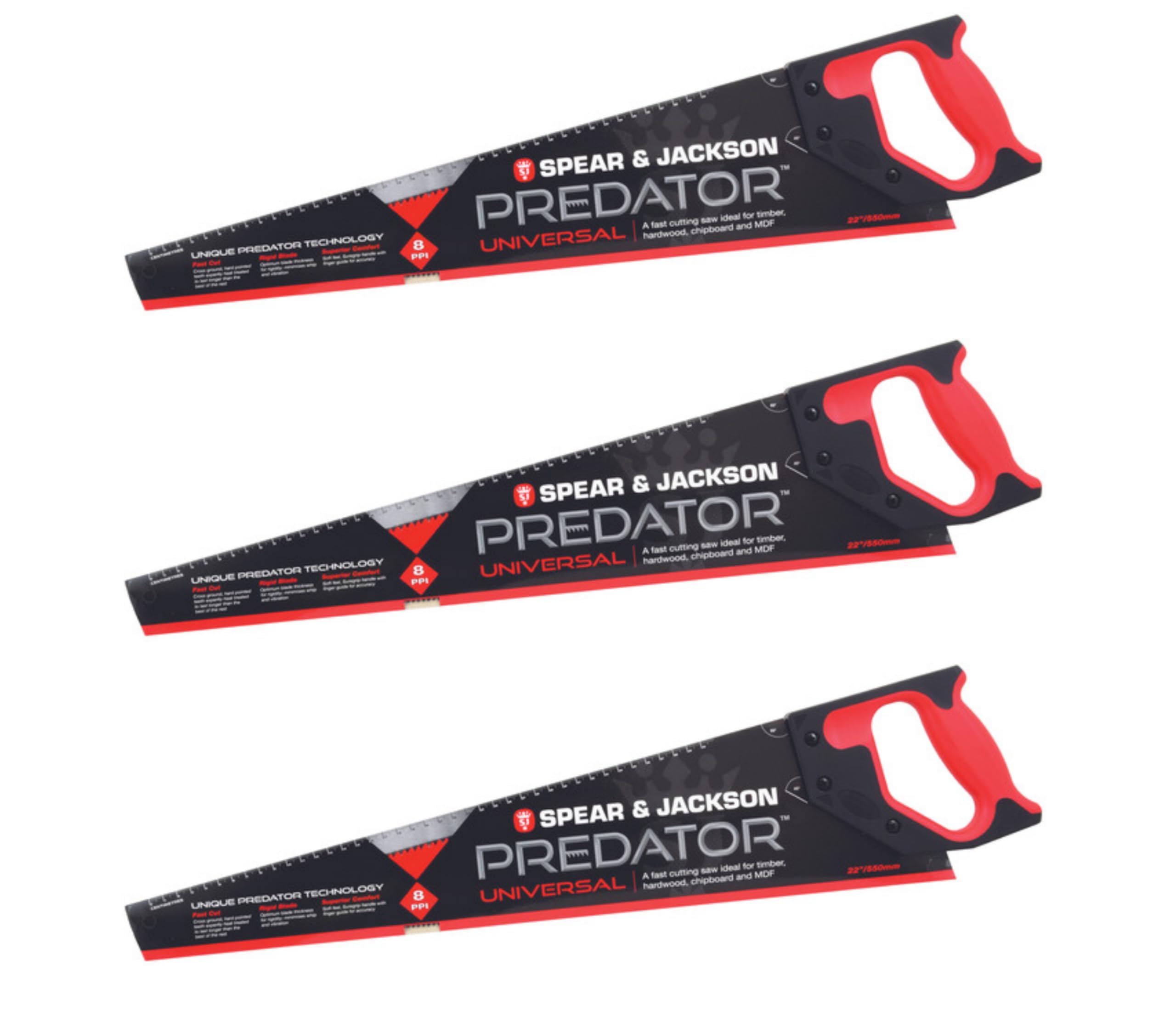 さわでぃ Spear & Jackson B9822 Triple Pack Predator Universal Saw, 22