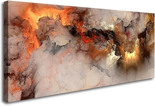 Miniatura 1 de YYYYHPP YP1062 - Decoración de pared moderna de nubes abstractas color naranja póster abstracto arte de pared para sala de estar dormitorio cocina