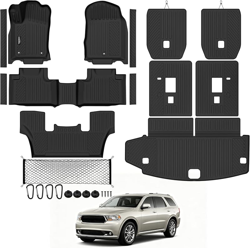 Kit de Tapetes Automotivos em TPE para Dodge Durango 2011 e 2012, 6 Lugares, com Tapete de Porta-Malas e Acessórios Tongama
