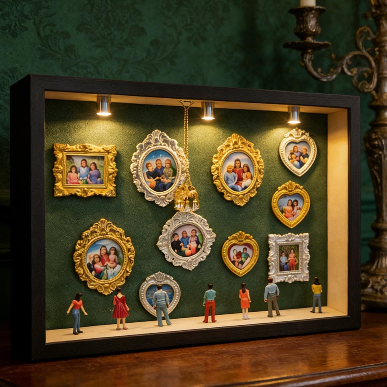 Generisch Scatola per in miniatura, decorazione per soggiorno, scrivania, kit museo in miniatura con statuette, per donne, uomini, ragazzi, adulti, pareti, soggiorno,