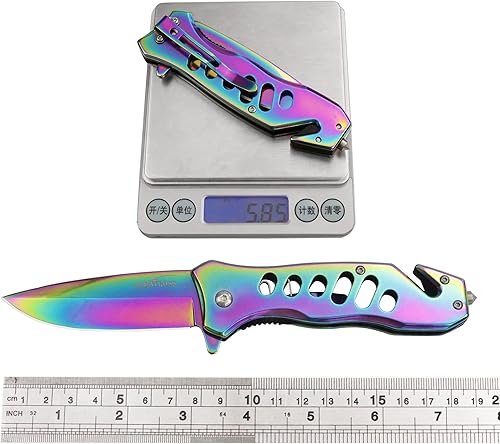 Miniatura 4 de ALBATROSS Cuchillo de bolsillo plegable de acero inoxidable multifunción, apertura asistida por resorte, mango de 4.5 pulgadas, hoja de 3 pulgadas,