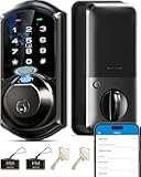 Veise VE07 Fingerprint Smart Door Lock, 7-in-1 Keyless Entry Deadbolt with App Control, Electronic Digital Touchscreen Keypad, Biometric Smart Locks for Front Door, Auto Lock, Matte Black
