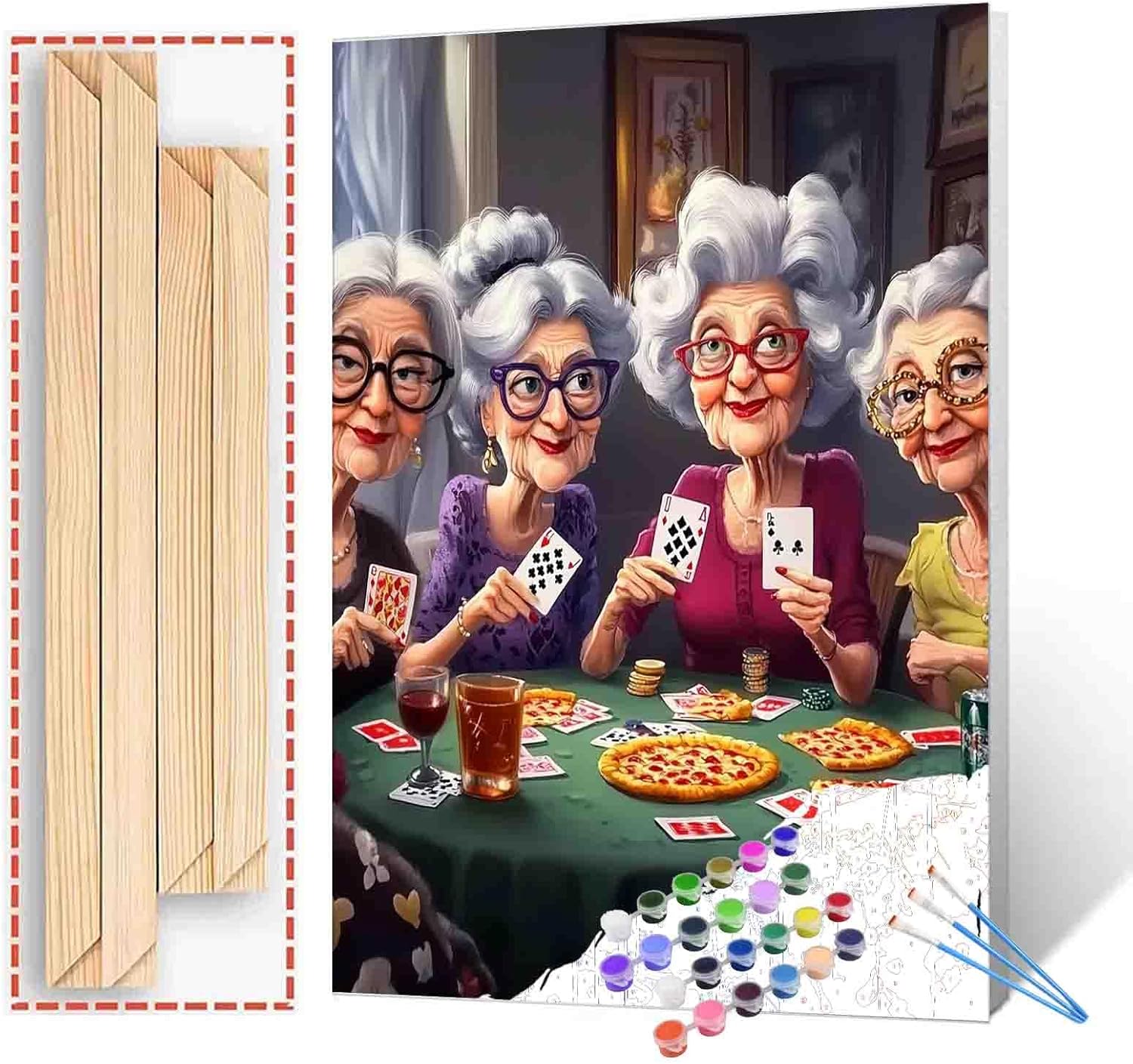 DIY Paint by Numbers for Adults Portrait of Old Woman Painting Acrylic Paint Cute Little Girl DIY Digital Oil Painting Kits The Process of Aging Canvas Wall Art Bedroom Decor 16x20 Inch（DlY Frame ）