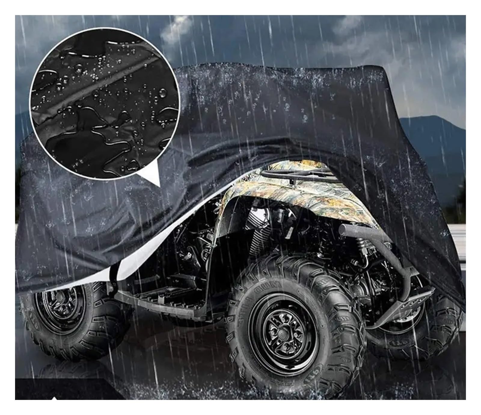 Motorrad Abdeckplane Outdoor Outdoor-ATV-Abdeckung, Allrad-Quad-Aufbewahrung, Allwetter-Schutzabdeckungen, Motorrad-Vollauto-Schutzzubehör(Black XL)