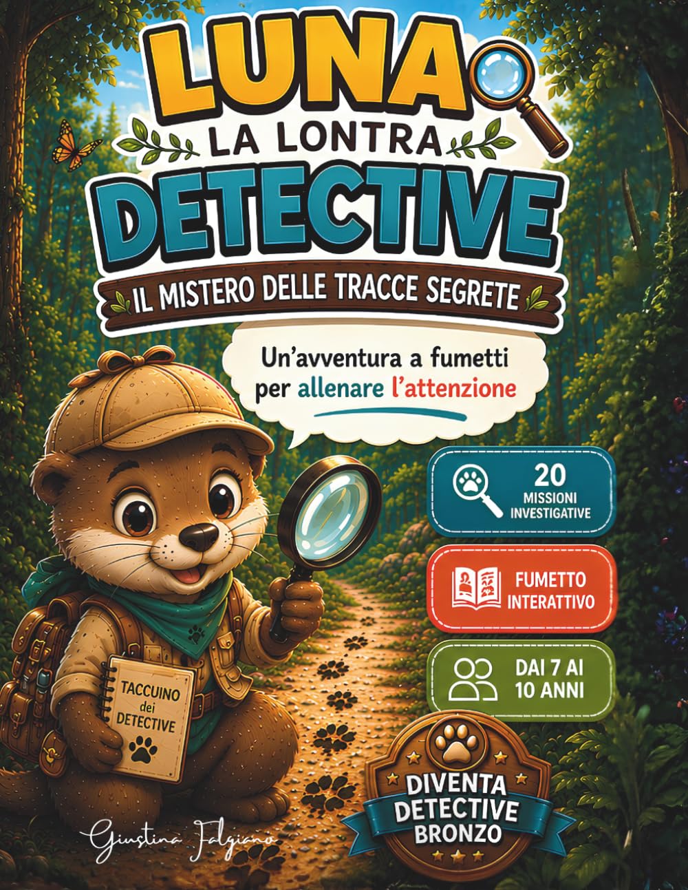 Luna la Lontra Detective: Il mistero delle tracce segrete (Volume 1): Libro investigativo per bambini 7-10 anni con enigmi, missioni e attività per allenare attenzione, osservazione e problem solving
