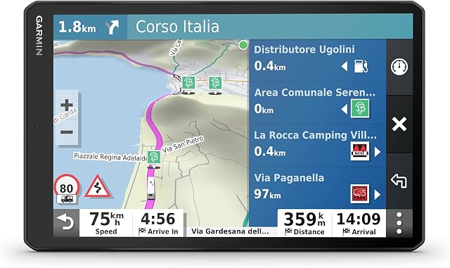 Garmin Camper 1090 Caravan/Motorhome Sat Nav with 10-Inch Display, European Maps and Directories for Caravan Parks and Services, Black
