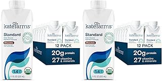 KATE FARMS Organic 1.4 High Calorie Nutrition Shake,Chocolate,20g Protein,27 Vitamins and Minerals,Meal Replacement,11 oz,(Pack of 24)