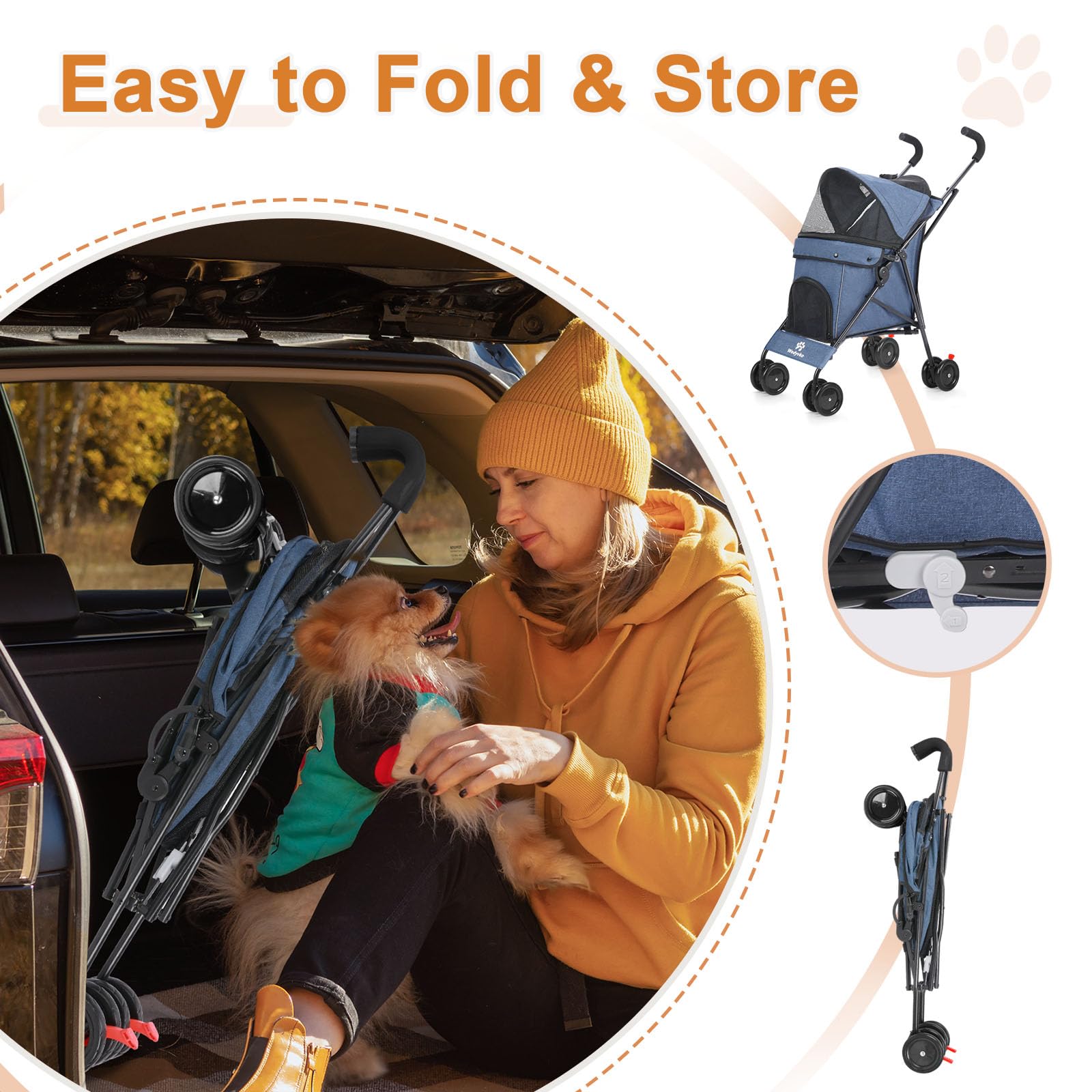 Amazon.co.jp: Wedyvko トラベルポータブル犬用ベビーカー ペット