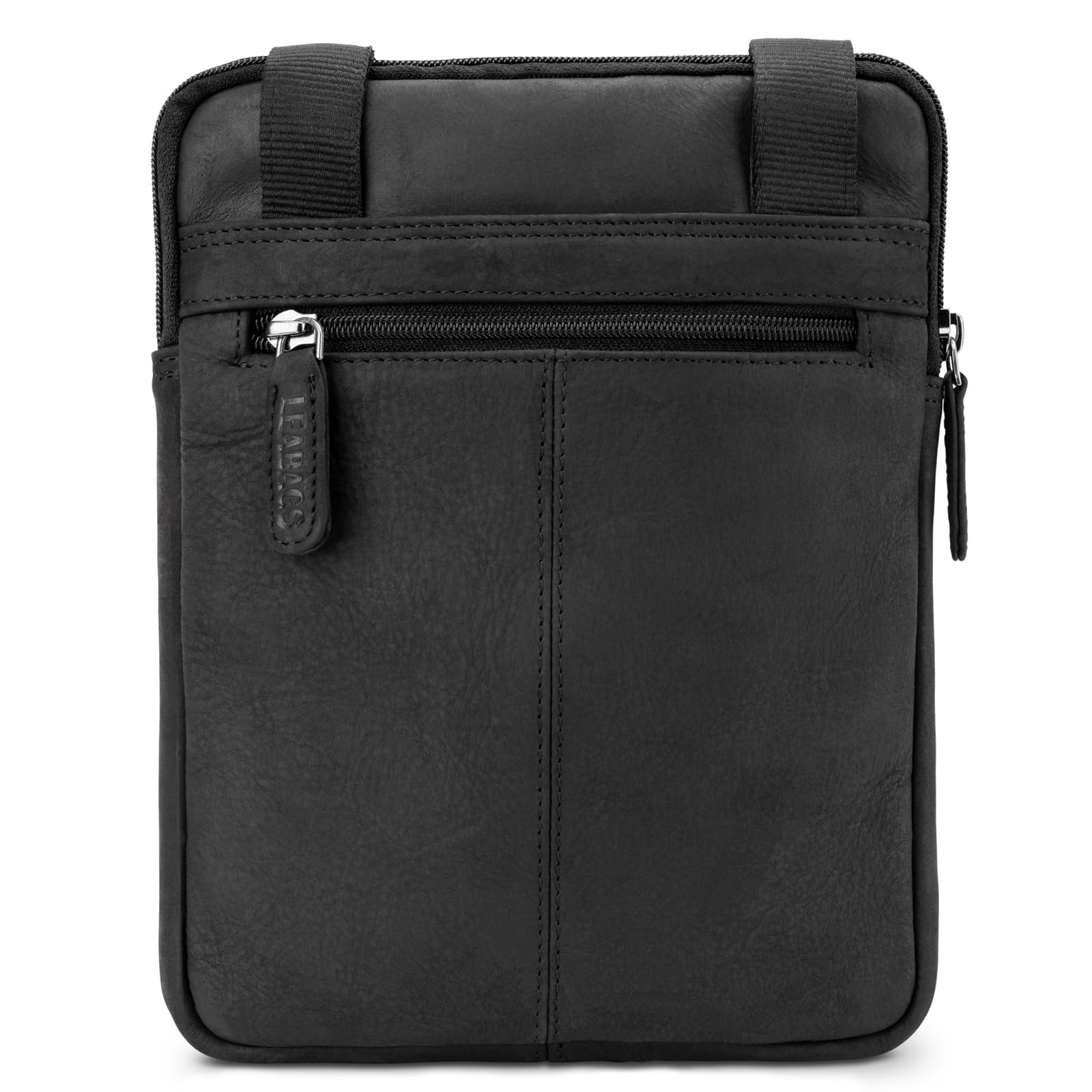 LEABAGS Detroit Umhängetasche Herren – Kleine Leder Umhängetasche 21x26 cm – Mini Crossbody Tasche mit Reißverschluss – Kompakte Alltagstasche
