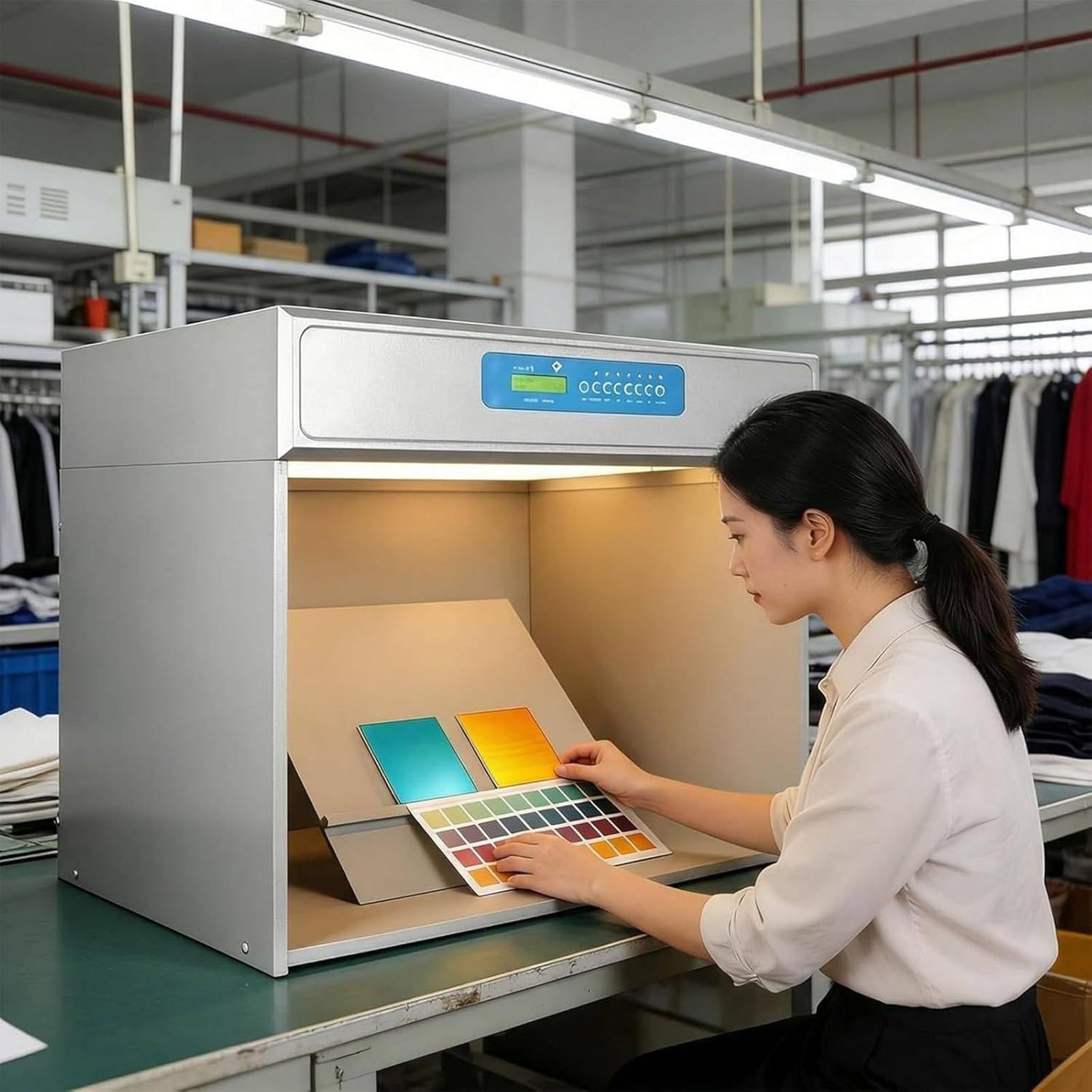 Caja de luz para verificación de color en pruebas textiles y metamerismo