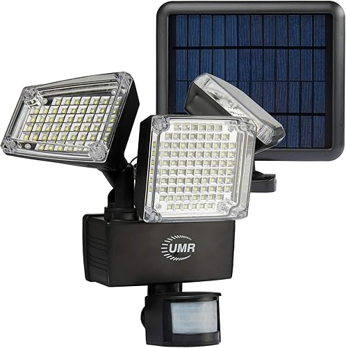 UMR Luz de inundación solar de seguridad de garaje de 3 cabezales súper brillante de 188 LED con sensor PIR, área de iluminación amplia, cabezal disponible en Yaxa Colombia